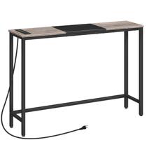 Mesa de console HOOBRO Narrow com tomadas elétricas 114 cm cinza/preta