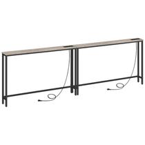 Mesa de console HOOBRO, pacote com 2, 150x40x80cm, com tomadas elétricas, cinza