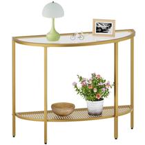 Mesa de console SAYGOER Glass Half Moon, vidro transparente de 2 camadas