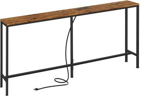 Mesa de console SUPERJARE 178 cm com estação de carregamento Mesa de console SUPERJARE 178 cm com estação de carregamento