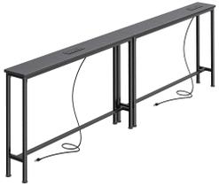 Mesa de console SUPERJARE Narrow 200 cm com estação de carregamento Mesa de console SUPERJARE Narrow 200 cm com estação de carregamento