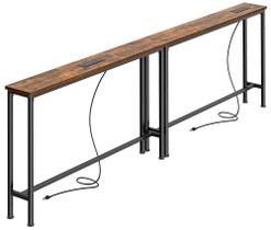 Mesa de console SUPERJARE Narrow 200 cm com saída marrom rústica Mesa de console SUPERJARE Narrow 200 cm com saída marrom rústica