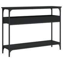 Mesa de console vidaXL com pés ajustáveis e prateleira preta de madeira/metal Mesa de console vidaXL com pés ajustáveis e prateleira preta de madeira/metal