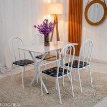 Mesa de cozinha base cabo frio branca tampo off pedra 100x60 4 cadeiras ubatuba branca assento preto - teixeira Mesa de cozinha base cabo frio branca tampo off pedra 100x60 4 cadeiras ubatuba branca assento preto - teixeira