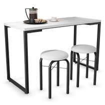 Mesa de Cozinha Bistrô Porto Branco 120cm com 2 Banquetas Industriais Maviê Branco/Preto - Mpozenato
