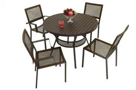 Mesa de cozinha com 2 cadeiras sem braços e 2 com braços, alumínio com pintura eletrostática