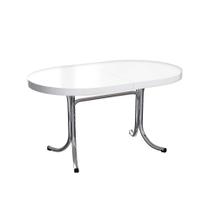 Mesa de Cozinha Extensível Oval Mascavo Branca e Cromada 137 cm - Brigatto