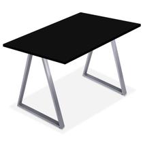 Mesa de Cozinha Jantar Escritório Home Office Mirage Tampo 100cm x 60cm - Prata Preta
