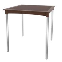 Mesa de Cozinha Quadrada Atto Rattan Pés em Alumínio Chocolate