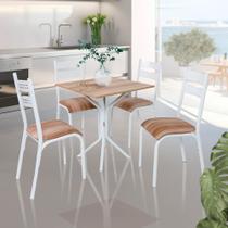 Mesa De Cozinha Quadrada Com 4 Cadeiras Aço 68cm Branco Carvalho Mordred Shop Jm