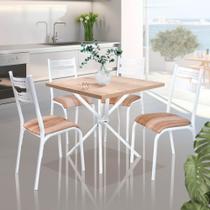 Mesa De Cozinha Quadrada Com 4 Cadeiras Aço 75cm Branco Carvalho Mordred Shop Jm