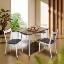 Mesa De Cozinha Retangular 110 cm Com 4 Cadeiras Branco Carvalho Adel Shop JM