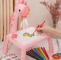 Mesa de desenho projetor brinquedo educativo com bloco de desenhos, canetinha
