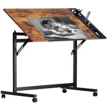Mesa de desenho VECELO vintage com tampo ajustável e inclinável 102 x 60 x 75 cm