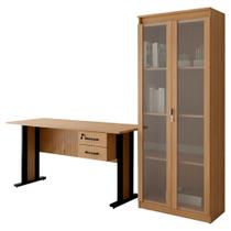 Mesa de Escritorio 2 Gavetas Armario Multiuso 2 Portas Tecno Mobili