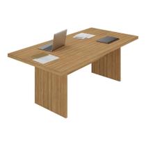 Mesa De Escritório 200cm Para Reunião Com Tampo 30mm Multimóveis CR25281 Amêndoa Mesa De Escritório 200cm Para Reunião Com Tampo 30mm Multimóveis CR25281 Amêndoa