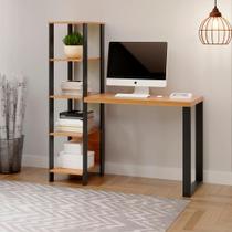 Mesa de Escritório com Estante Nichos Industrial 100% MDF