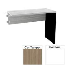 Mesa de Escritório Complemento 90 x 45 cm Pé Painel PE25 em MDP Cor Noce Naturalle e Base Branca