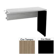 Mesa de Escritório Complemento 90 x 45 cm Pé Painel PE25 em MDP Cor Noce Naturalle e Base Preta