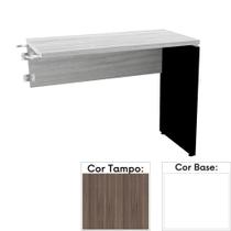 Mesa de Escritório Complemento 90 x 45 cm Pé Painel PE25 em MDP Cor Walnut e Base Branca