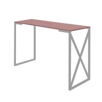 Mesa De Escritório Computador 90cm Bex Industrial Ferro Cinza MDF Rose - Ahz Móveis