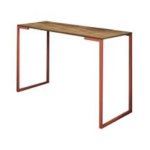 Mesa De Escritório Computador 90cm Stan Industrial Ferro Bronze MDF Castanho - Ahz Móveis