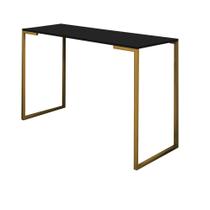 Mesa De Escritório Computador 90cm Stan Industrial Ferro Dourado MDF Preto - Ahazzo Móveis