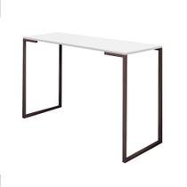 Mesa De Escritório Computador 90cm Stan Industrial Ferro Marrom MDF Branco - Ahz Móveis