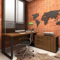 Mesa de Escritório Diretor em L Industrial 170cm Pés Metalon
