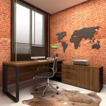 Mesa de Escritório Diretor em L Industrial 190cm Pés Metal - F5 Office G
