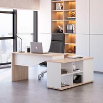 Mesa de Escritório Diretor em L Rolig 3 GV Carvalho e Branca Mesa de Escritório Diretor em L Rolig 3 GV Carvalho e Branca