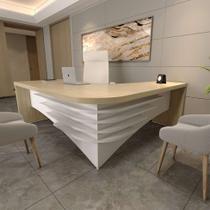 Mesa de Escritório Diretor Tebis Lado Esquerdo Carvalho e Branca Mesa de Escritório Diretor Tebis Lado Esquerdo Carvalho e Branca