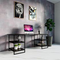 Mesa de Escritorio e Quarto Gamer Estilo Industrial Home Office Triangle 200x80x75 Cor mdf Castanho