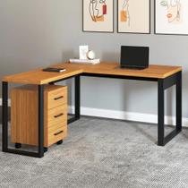 Mesa de Escritório em L 135cm com Gaveteiro Dalla Costa MDF