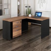 Mesa de Escritório em L 170CMX150 + Gaveteiro 260cm Espresso Móveis Marrom e Preto