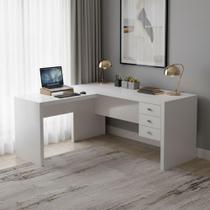 Mesa de Escritório em L 3 Gavetas ME4106 Tecno Mobili - Branco