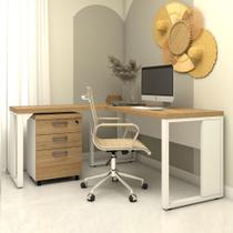 Mesa de Escritório em L Linha Industrial Com Gaveteiro F5 Mesa de Escritório em L Linha Industrial Com Gaveteiro F5
