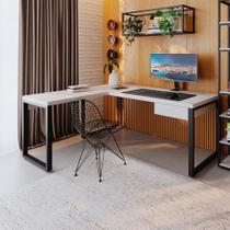 Mesa de Escritório em L Miguel 1 GV Branca e Preta 190x150 cm