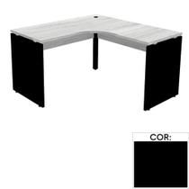 Mesa de Escritório em L Pé Painel PE25 em MDP 155 x 155 x 60 cm Preta com Base Preta Mesa de Escritório em L Pé Painel PE25 em MDP 155 x 155 x 60 cm Preta com Base Preta