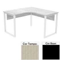 Mesa de Escritório em L Pé Tubular PE25 em MDP 135 x 135 x 60 cm Nogueira CasaBlanca e Base Preta