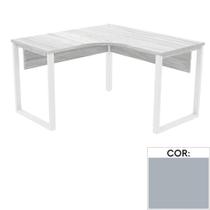 Mesa de Escritório em L Pé Tubular PE25 em MDP 155 x 155 x 60 cm Cinza com Base Cinza Mesa de Escritório em L Pé Tubular PE25 em MDP 155 x 155 x 60 cm Cinza com Base Cinza