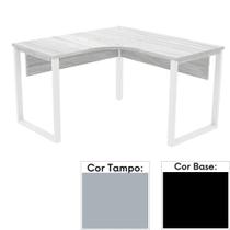 Mesa de Escritório em L Pé Tubular PE25 em MDP 155 x 155 x 60 cm Cinza com Base Preta Mesa de Escritório em L Pé Tubular PE25 em MDP 155 x 155 x 60 cm Cinza com Base Preta