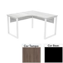 Mesa de Escritório em L Pé Tubular PE25 em MDP 155 x 155 x 60 cm Cor Walnut e Base Preta Mesa de Escritório em L Pé Tubular PE25 em MDP 155 x 155 x 60 cm Cor Walnut e Base Preta