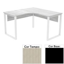 Mesa de Escritório em L Pé Tubular PE25 em MDP 155 x 155 x 60 cm Nogueira CasaBlanca e Base Preta Mesa de Escritório em L Pé Tubular PE25 em MDP 155 x 155 x 60 cm Nogueira CasaBlanca e Base Preta