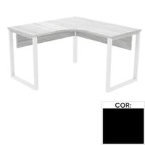 Mesa de Escritório em L Pé Tubular PE25 em MDP 155 x 155 x 60 cm Preta com Base Preta Mesa de Escritório em L Pé Tubular PE25 em MDP 155 x 155 x 60 cm Preta com Base Preta