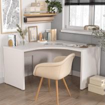 Mesa de Escritório em L Tamburato Acabamento em BP 135cm Ficus CabeCasa MadeiraMadeira Branco