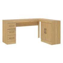 Mesa de Escritório Escrivaninha Tek de Canto 2 Portas 3 Gavetas Soluzione