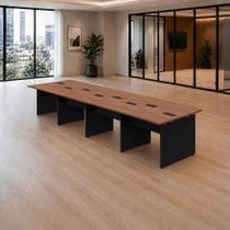 Mesa de Escritório Estação de Trabalho 8 Lugares 3,60m x 1,20m Pés Painel Nogal F5 Office