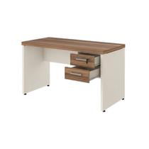 Mesa de Escritório Executiva Reta com Gavetas - 1,20m x 0,60m (Tampo 40mm) - Nogal Sevilha / Champanhe - 34317 Mesa de Escritório Executiva Reta com Gavetas - 1,20m x 0,60m (Tampo 40mm) - Nogal Sevilha / Champanhe - 34317