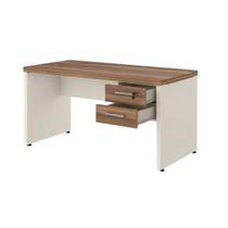 Mesa de Escritório Executiva Reta com Gavetas - 1,50m x 0,60m (Tampo 40mm) - Nogal Sevilha / Champanhe - 34318 Mesa de Escritório Executiva Reta com Gavetas - 1,50m x 0,60m (Tampo 40mm) - Nogal Sevilha / Champanhe - 34318